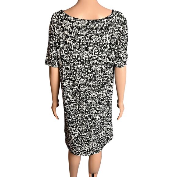 J. Jill Wearever Collection Black/White Print Knit Dress MP Slinky Stretchy - Picture 3 of 5